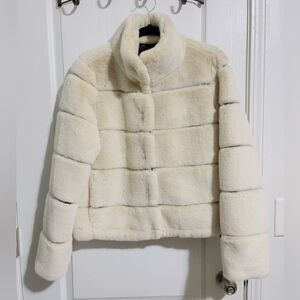 Karl Lagerfeld Faux Fur Jacket Cream NWOT Medium